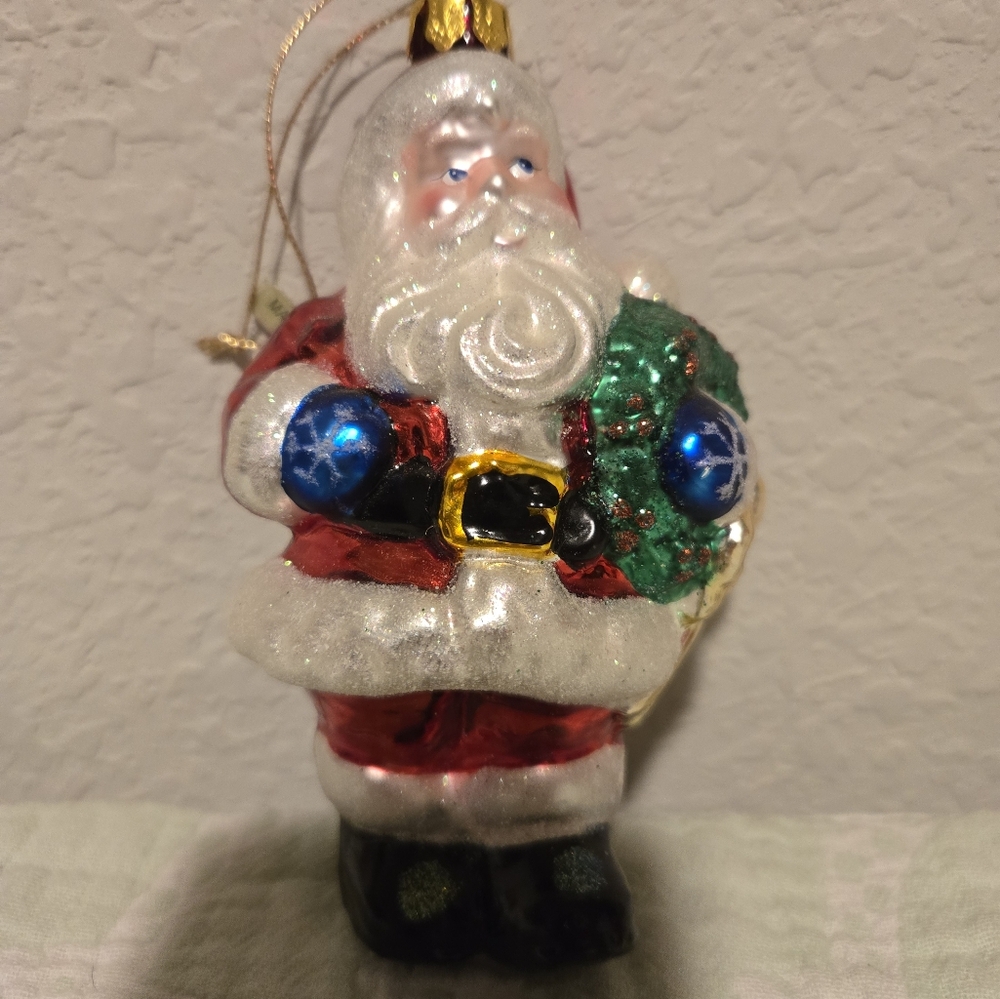 Vintage Hand-blown Glass Santa Claus Ornament.
